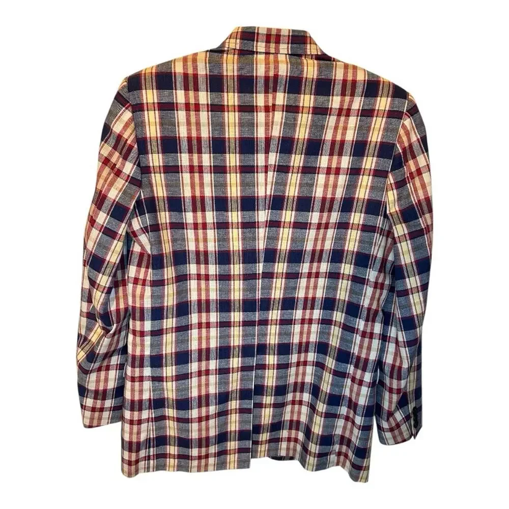 Vintage 60’s 70’s Haggar plaid linen preppy  Country Club blazer.Size 40